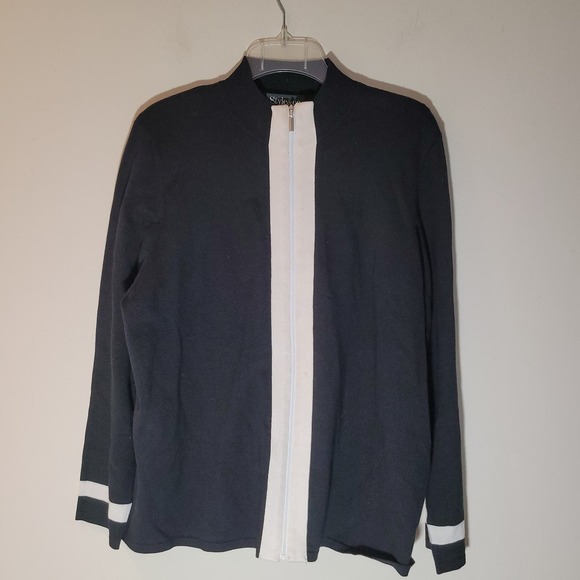 Style and Co 2 piece Women's Black and White Zippered Sweater Set Size 2X - Picture 1 of 7